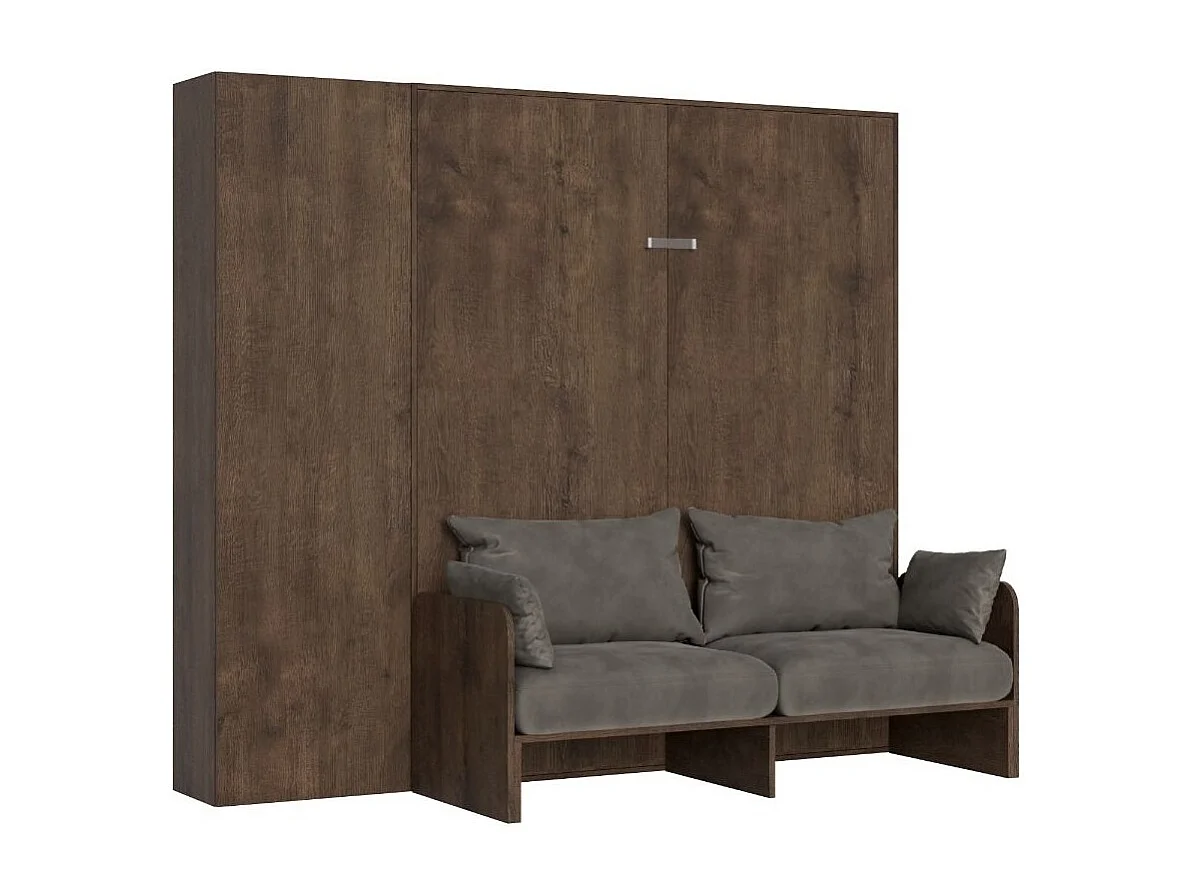 Bedkast 140x190 cm met bank en Kanto notenhouten opbergzuil-Kleur Microvezel 41