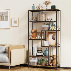 Bealife Boekenkast Opbergplank 7 Lagen Metalen Frame Verstelbare Poten 100 x 30 x 180 cm Bruin Bealife Boekenkast Opbergplank 7 Lagen Metalen Frame Verstelbare Poten 100 x 30 x 180 cm Bruin