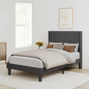 Bealife 120 x 200 cm bekapte enkelbed met hoofdkussen voor opbergen, lattenbodem, linnen bekleding, geschikt voor kinderen en adolescenten, donkergrijs Bealife 120 x 200 cm bekapte enkelbed met hoofdkussen voor opbergen, lattenbodem, linnen bekleding, geschikt voor kinderen en adolescenten, donkergrijs