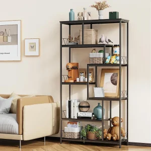 Bealife boekenkast, 7 – niveaus opberghoek, met metalen frame en verstelbare poten, 100 x 30 x 180 cm, zwart Bealife boekenkast, 7 – niveaus opberghoek, met metalen frame en verstelbare poten, 100 x 30 x 180 cm, zwart