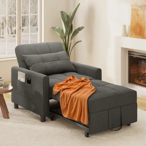 Bealife convertibele bank, 1 – persoons slaapbank, fauteuil, ligstoel, verstelbaar kussen, opbergruimte, wielen, vouwbaar AR21 – D