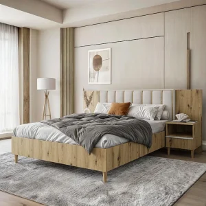 BED Stella 166/211/108 met 2 nachtkastjes beige BED Stella 166/211/108 met 2 nachtkastjes beige
