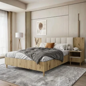 BED Lectus 166/211/108 met 2 nachtkastjes beige BED Lectus 166/211/108 met 2 nachtkastjes beige