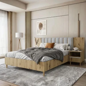BED Stella 166/211/108 with 1 nightstand grey BED Stella 166/211/108 with 1 nightstand grey