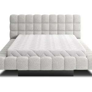 Bed met Kopa prestige opbergbox – Gewatteerde stoffen bekleding-Kleur Lichtgrijs-Slapen 180x200cm