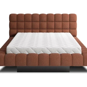 Bed met Kopa prestige opbergbox – Gewatteerde stoffen bekleding-Kleur Tomette rood-Slapen 160x200cm