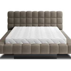 Bed met Kopa prestige opbergbox – Gewatteerde stoffen bekleding-Kleur Bruin-Slapen 160x200cm