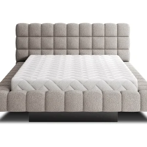 Bed met Kopa prestige opbergbox – Gewatteerde stoffen bekleding-Kleur Taupe grijs-Slapen 160x200cm