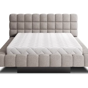 Bed met Kopa prestige opbergbox – Gewatteerde stoffen bekleding-Kleur Taupe grijs-Slapen 180x200cm