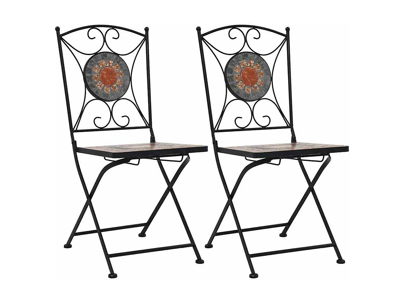 Bistrostoelen mozaïek 2 st oranje en grijs