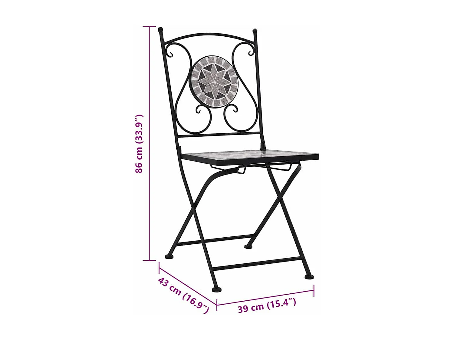 Bistrostoelen mozaïek 2 st grijs