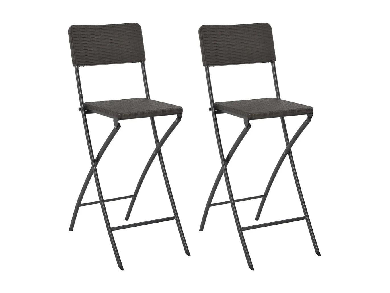 Barstoelen inklapbaar 2 st rattan look HDPE en staal bruin
