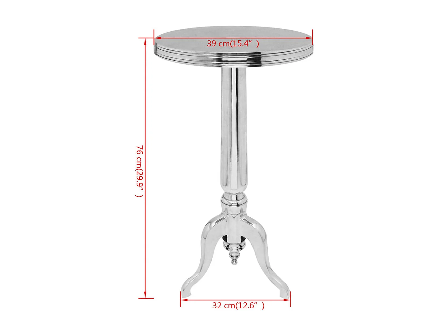 Bijzettafel rond aluminium zilver