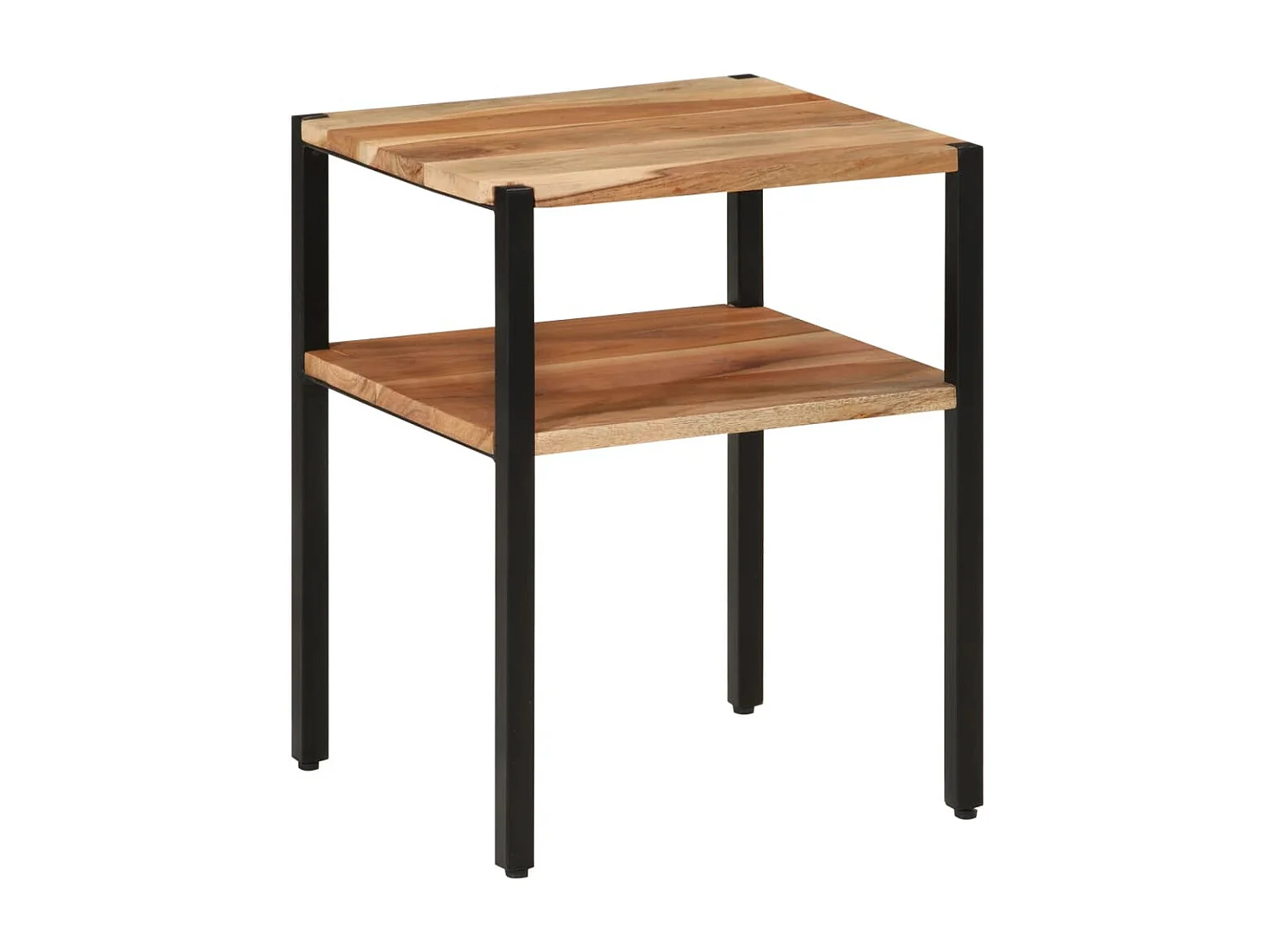 Bijzettafel 35x35x45 cm massief acaciahout en ijzer