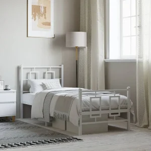 Bedframe met hoofd- en voeteneinde metaal wit 80×200 cm Bedframe met hoofd- en voeteneinde metaal wit 80×200 cm