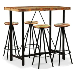 Barset massief gerecycled hout 5-delig