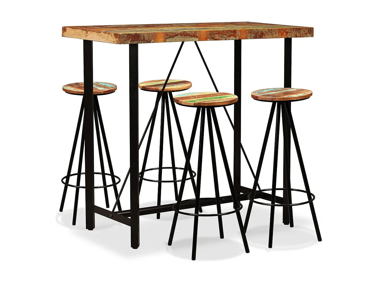 Barset massief gerecycled hout 5-delig