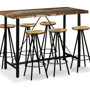 Barset massief gerecycled hout 7-delig