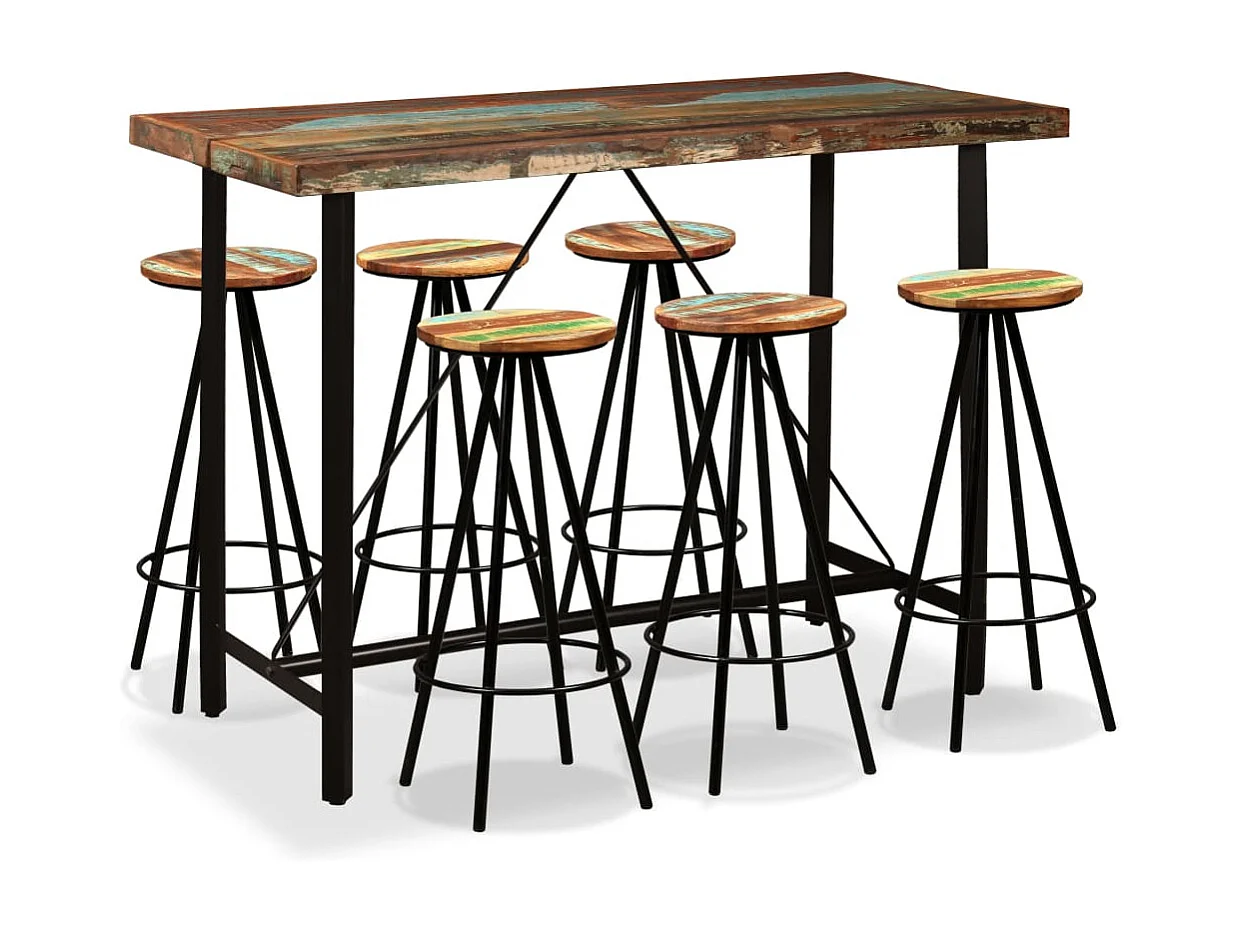 Barset massief gerecycled hout 7-delig