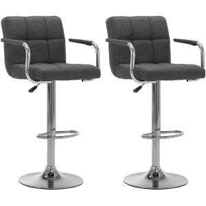 Barstoelen 2 st stof donkergrijs Barstoelen 2 st stof donkergrijs