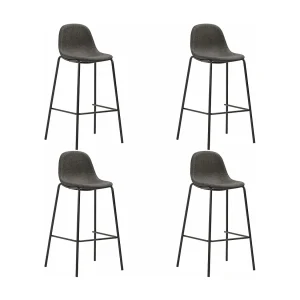 Barstoelen 4 st stof donkergrijs Barstoelen 4 st stof donkergrijs