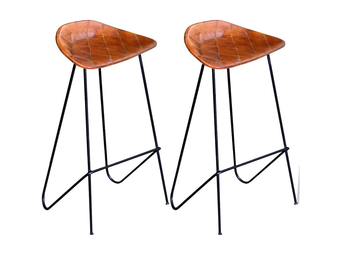 Barstoelen 2 st echt leer zwart en bruin
