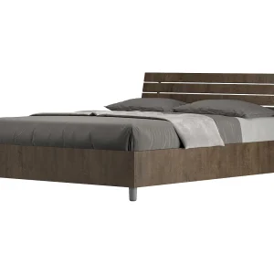 Bed 140×190 met lattenbodem schuin bedhoofd met laatten walnoot Ankel Bed 140×190 met lattenbodem schuin bedhoofd met laatten walnoot Ankel