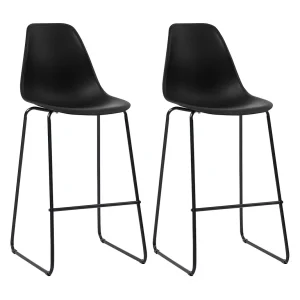 Barstoelen 2 st kunststof zwart Barstoelen 2 st kunststof zwart