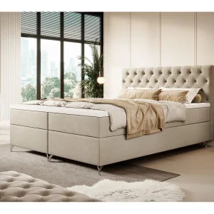 BEDANTE boxspringbed CHESTER 160×200 Monolith 02, crème, opberglade, chromen poten, tweepersoonsbed BEDANTE boxspringbed CHESTER 160×200 Monolith 02, crème, opberglade, chromen poten, tweepersoonsbed