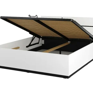 Bed met opbergruimte HAVANA 160×200 cm – Wit en zwart – Modern ontwerp en ingebouwde opslag Bed met opbergruimte HAVANA 160×200 cm – Wit en zwart – Modern ontwerp en ingebouwde opslag