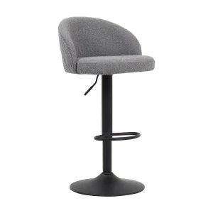 Barstoel HYDRA – Lichtgrijze lussenstof – Verstelbare hoogte 86-107 cm – Metalen poten – Moderne stijl Barstoel HYDRA – Lichtgrijze lussenstof – Verstelbare hoogte 86-107 cm – Metalen poten – Moderne stijl
