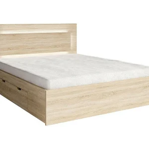 Bed NOFI 160 x 200 cm met lattenbodem en 2 opberglades – kleur sonoma eik