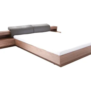 Bed 160×200 RENATO kleur walnoot met lattenbodem en nachtkastjes met geïntegreerde LED Bed 160×200 RENATO kleur walnoot met lattenbodem en nachtkastjes met geïntegreerde LED