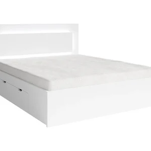 Bed NOFI 180 x 200 cm met lattenbodem en 2 opberglades – wit