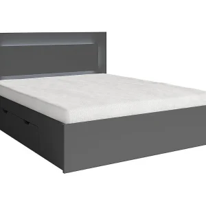 Bed met lattenbodem NOFI 140 x 200 cm met 2 opberglades – grafietgrijs Bed met lattenbodem NOFI 140 x 200 cm met 2 opberglades – grafietgrijs