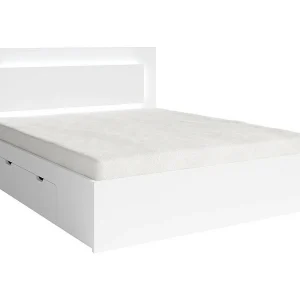 Bed NOFI 160 x 200 cm met lattenbodem en 2 opberglades – wit