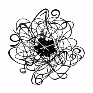 Horloge murale Big Doodle Ø90 cm en fer noir, chiffres tissés, design décoratif moderne, aiguilles blanches, Made in Italy Horloge murale Big Doodle Ø90 cm en fer noir, chiffres tissés, design décoratif moderne, aiguilles blanches, Made in Italy