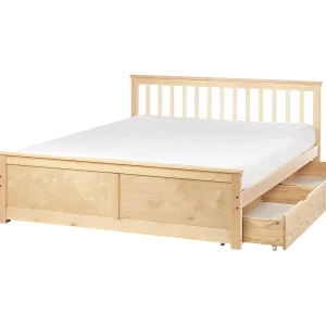 Bed met opbergladen Dennenhout OLENDON 160 x 200 cm Lichtbruin Bed met opbergladen Dennenhout OLENDON 160 x 200 cm Lichtbruin