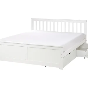 Bed met opbergladen Dennenhout OLENDON 160 x 200 cm Wit Bed met opbergladen Dennenhout OLENDON 160 x 200 cm Wit