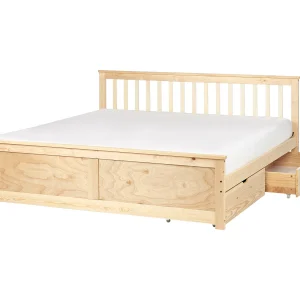 Bed met opbergladen Dennenhout OLENDON 180 x 200 cm Lichtbruin Bed met opbergladen Dennenhout OLENDON 180 x 200 cm Lichtbruin