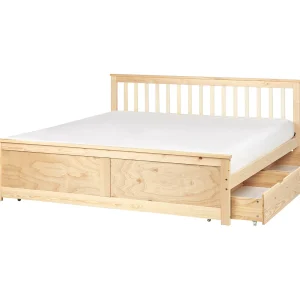 Bed met opbergladen Dennenhout OLENDON 180 x 200 cm Lichtbruin Bed met opbergladen Dennenhout OLENDON 180 x 200 cm Lichtbruin