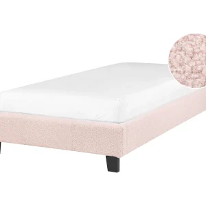 Bed zonder hoofdbord Bouclé ROANNE 90 x 200 cm Pastelroze