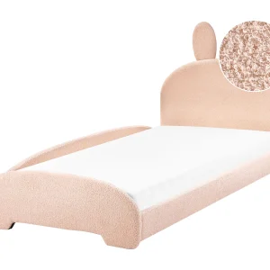 Bed bouclé beige 90 x 200 cm PERROS Bed bouclé beige 90 x 200 cm PERROS