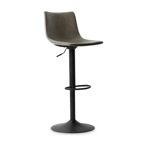 Barstoel SOUL – PU grijs – Verstelbare hoogte 88-109 cm – Metalen poten – Vintage stijl Barstoel SOUL – PU grijs – Verstelbare hoogte 88-109 cm – Metalen poten – Vintage stijl