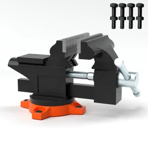 Bankschroef met Aambeeld SucceBuy 11,4 cm, 240° Draaibare voet, Robuuste Multifunctionele Bankschroef
