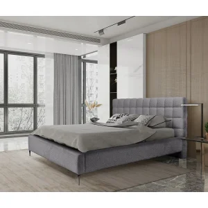 Bed MILLIO – Antracietgrijs – 140×200 cm – Lusvormige chenille stof – Inclusief lattenbodem – 5-sterren hotelcomfort