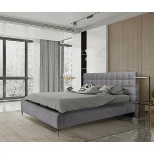 Bed MILLIO – Antracietgrijs – 160×200 cm – Gebobbeld chenillestof – Inclusief lattenbodem – Comfort van een 5-sterrenhotel
