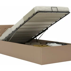 Bedframe met opslag hydraulisch kunstleer cappuccino 90×200 cm Bedframe met opslag hydraulisch kunstleer cappuccino 90×200 cm