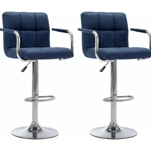 Barstoelen 2 st stof blauw Barstoelen 2 st stof blauw