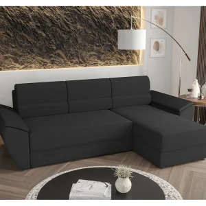 BEDANTE Hoekbank L REBI L2 Rainbow 27 Rechts met slaapfunctie, grijs, L-vorm, bank met opbergruimte, bedlade, woonkamerbank, bankstel, sofa, slaapbank